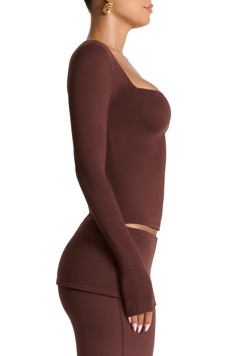 Square Neck Crop Top, Alternate, color, CHOCOLATE