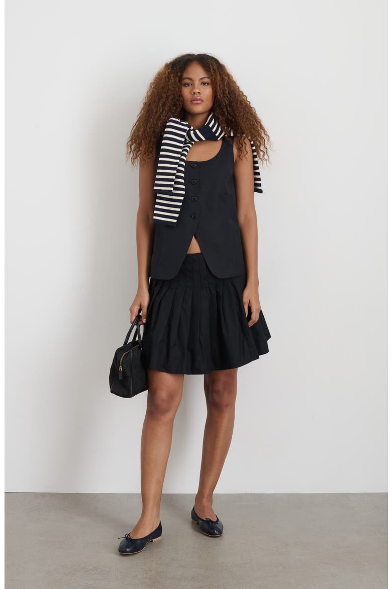 Gabby Linen & Cotton Vest, Alternate, color, BLACK