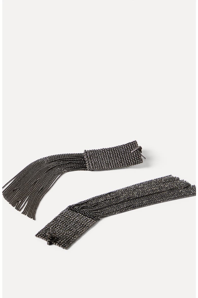 Silver frayed earrings, Alternate, color, Lignite Grey
