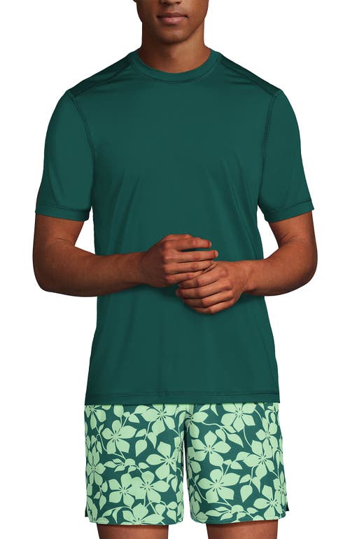 Lands' End Short Sleeve Swim Tee Rash Guard In Green