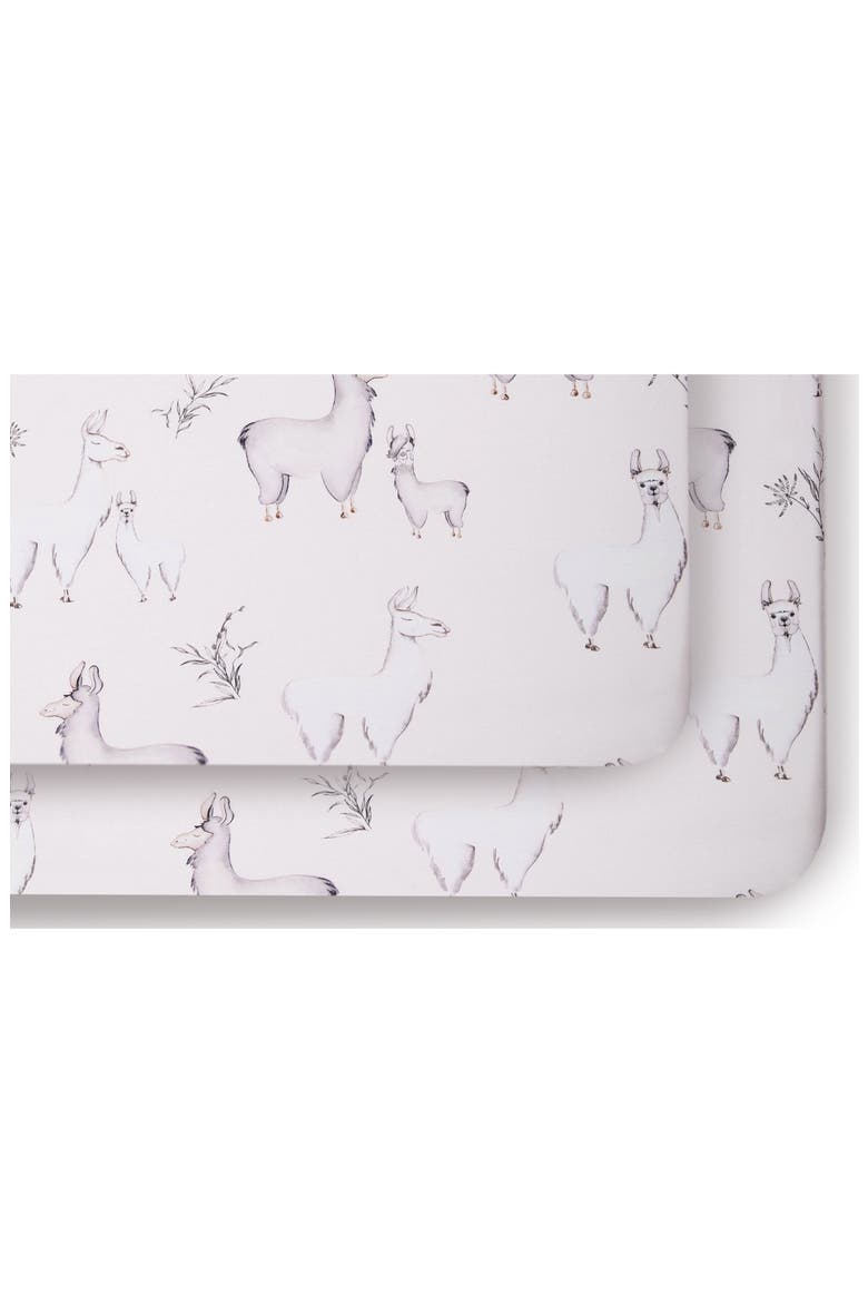 Llama Set of 2 Jersey Crib Sheets, Main, color, LLAMA