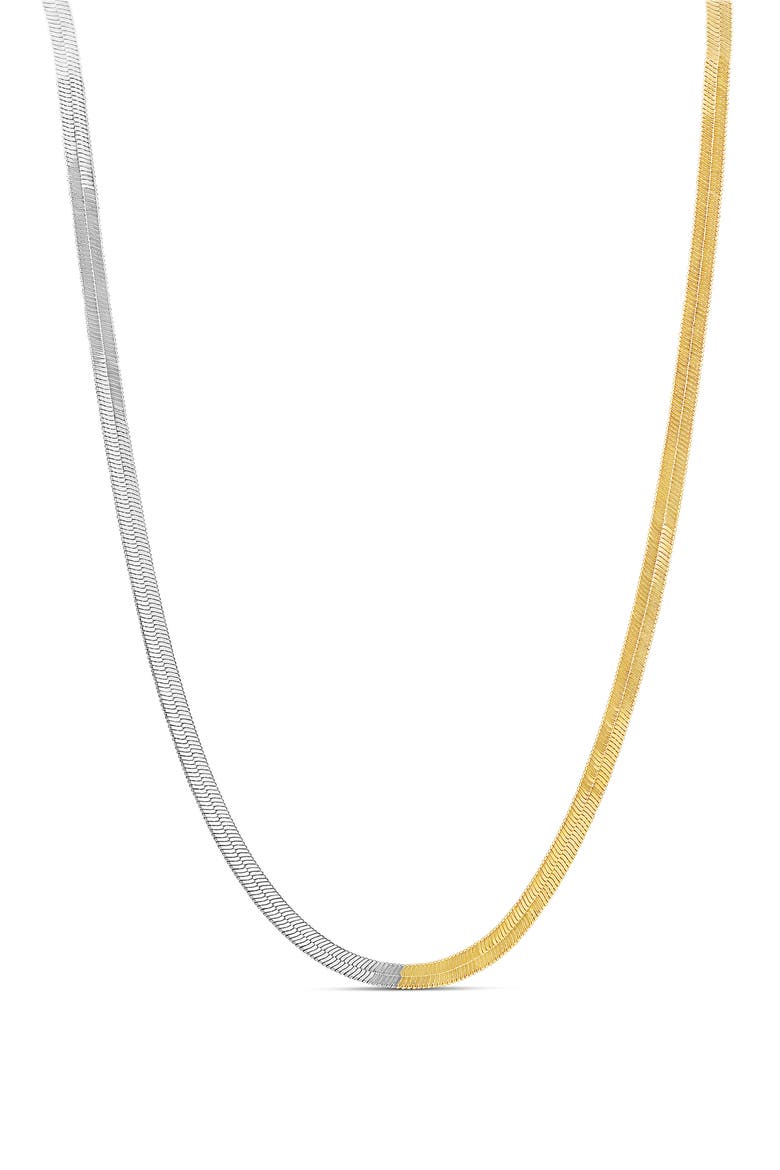 Two-Tone Herringbone Chain Necklace, Main, color, GOLD SILVER