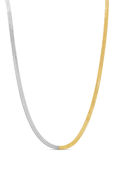 Two-Tone Herringbone Chain Necklace