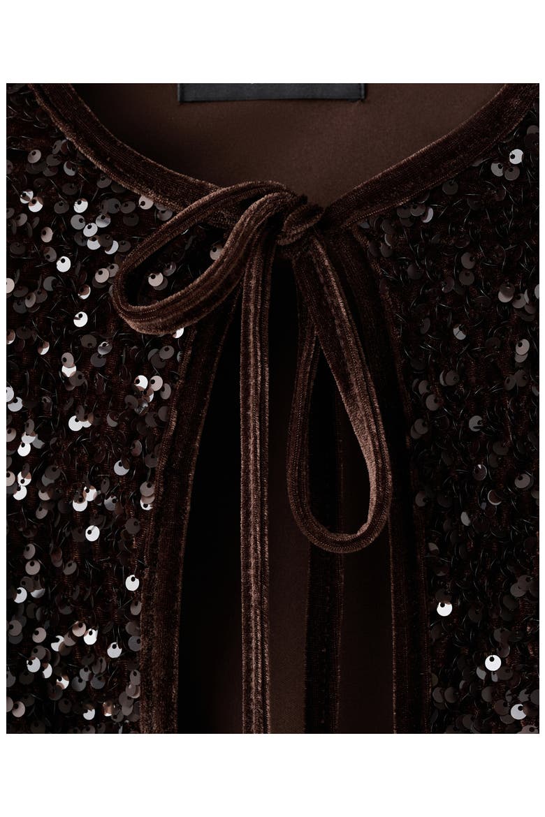 Sequin Velvet Tie Neck Jacket, Alternate, color, CHOCOLATE