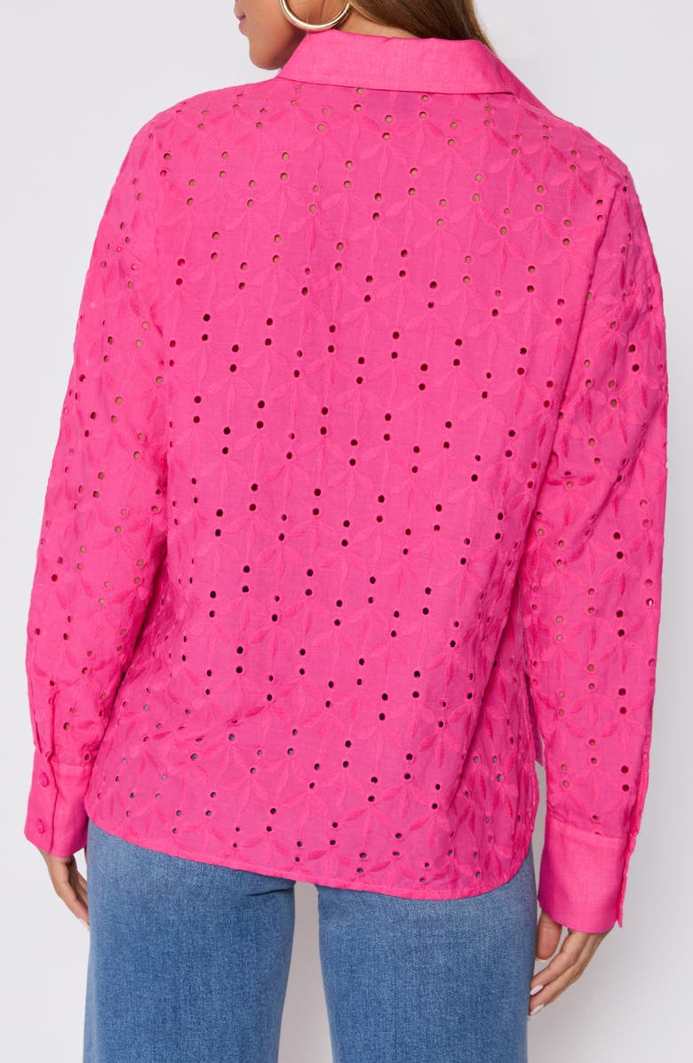 VICI Collection Garden Stroll Floral Eyelet Button-Up Shirt, Alternate, color, Pink