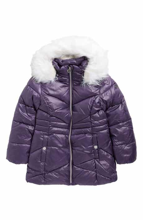 Michael Kors Kids' Stadium Puffer Jacket with Faux Fur Hood
