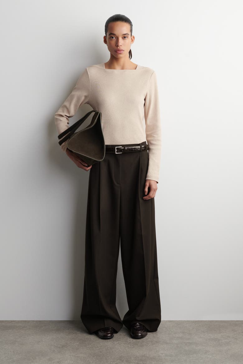 Cotton Jersey Long-sleeved Top, Alternate, color, ECRU