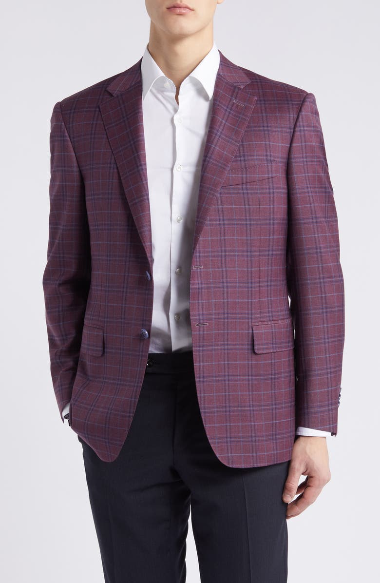 Canali Siena Regular Fit Plaid Wool Sport Coat, Main, color, 