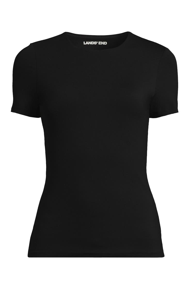 Lands' End Womens Short Sleeve Tugless Double Layer Crew Neck Knit Top, Alternate, color, 