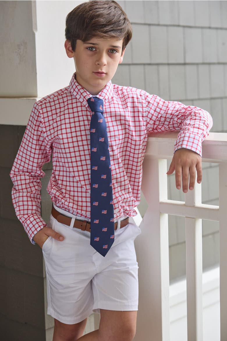 Kids' Plaid Button Down Shirt Blend, Alternate, color, Red Windowpane
