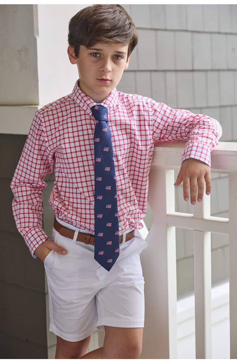 Little English Kids' Plaid Button Down Shirt Blend, Alternate, color, Red Windowpane