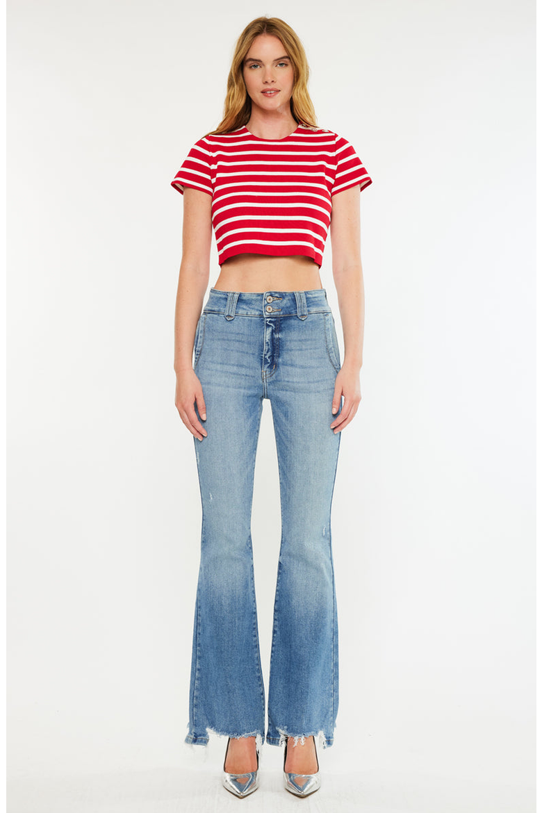 Giselle High Rise Flare Jeans, Main, color, Medium Wash