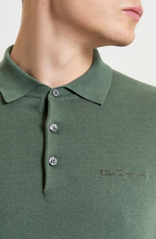 Ben Sherman Signature Organic Cotton Polo Sweater In Olive