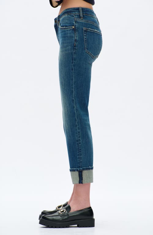 Bayeas Cuffed Low Rise Crop Straight Leg Jeans In Blue