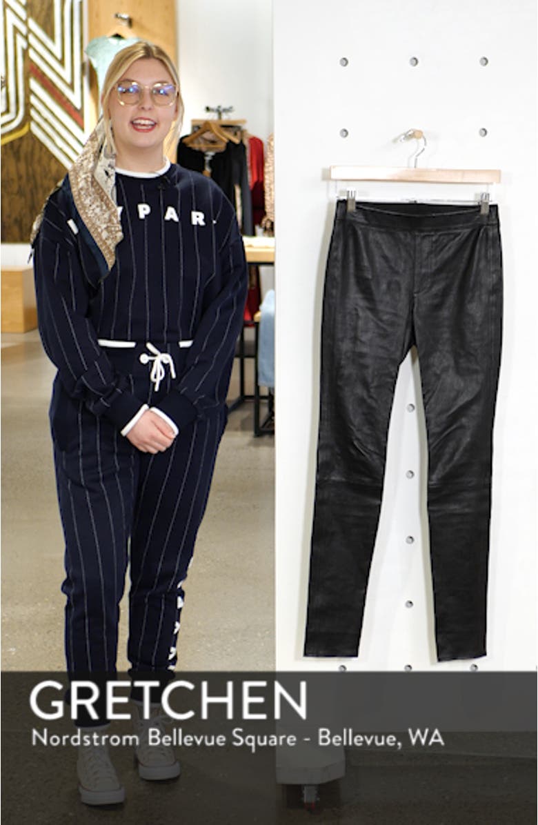 Stretch Lambskin Leather Leggings, sales video thumbnail