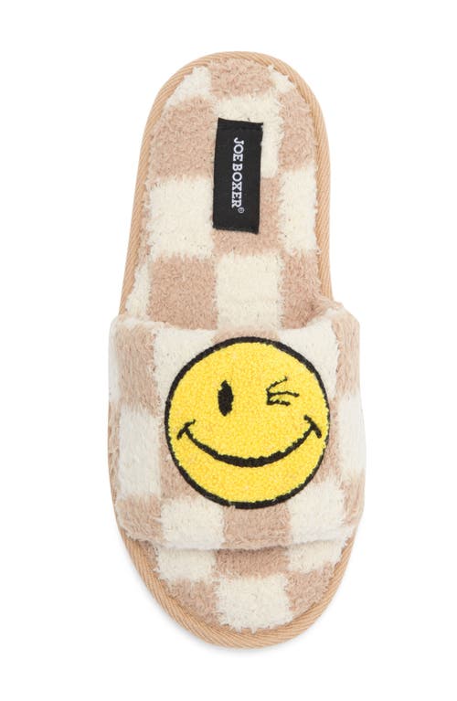 Joe Boxer Faux Fur Happy Face Slide Slipper