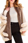 SAACHI Ombre Faux Fur Trimmed Cape