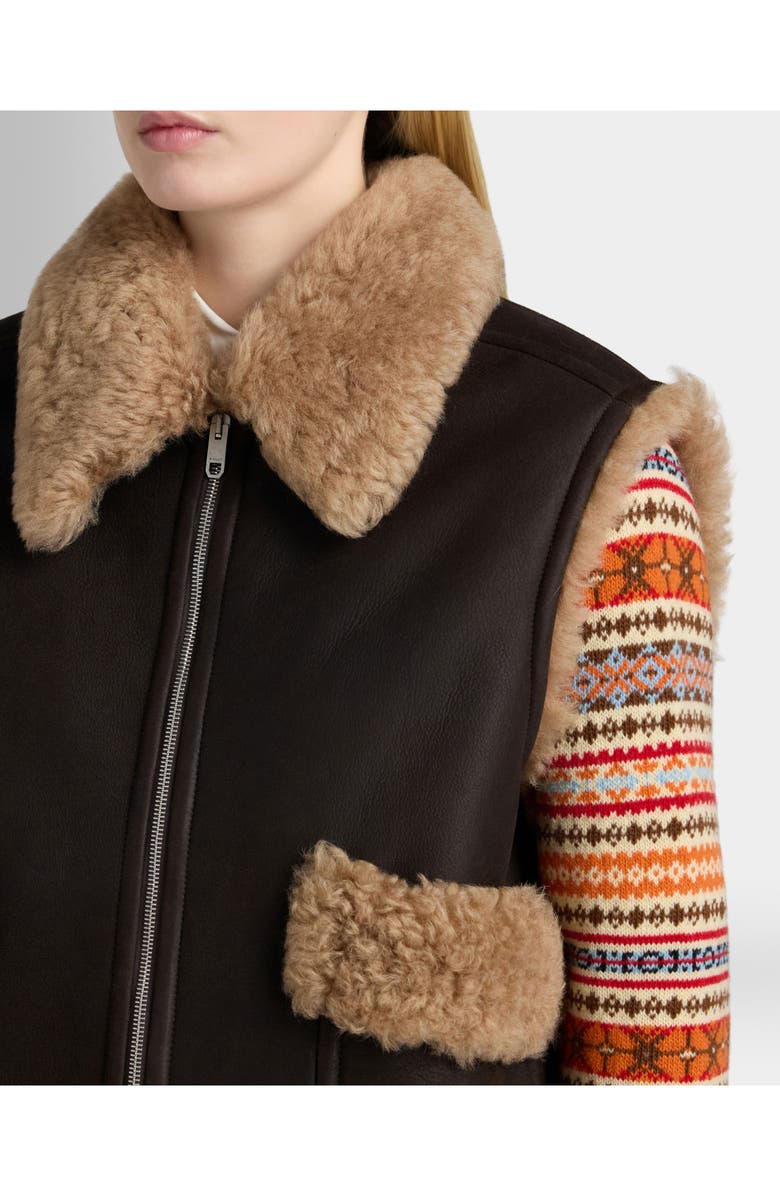 Bally Winter Capsule Vest in Leather And Shearling, Alternate, color, Brown