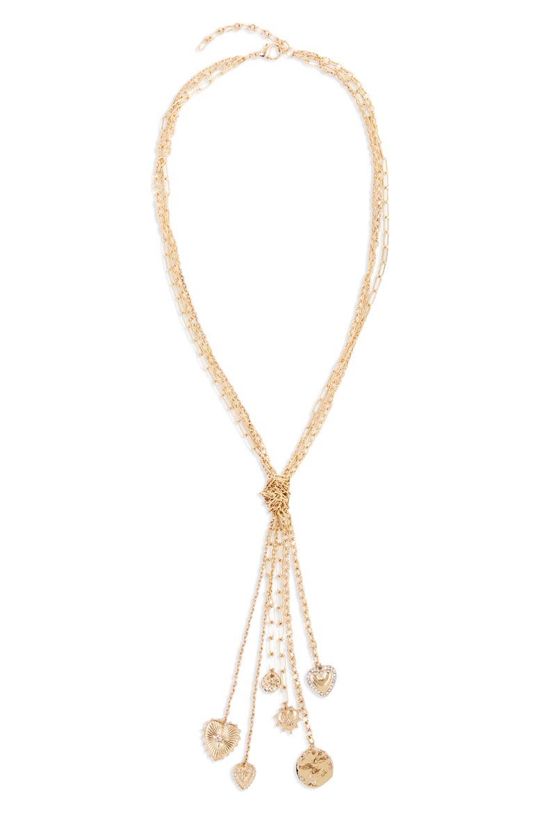 Knotted Tassel Charm Pendant Necklace, Main, color, GOLD