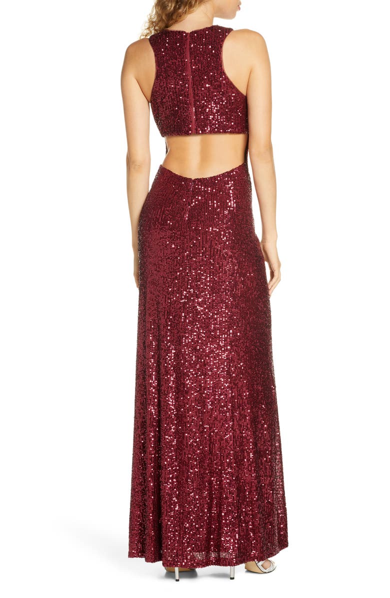 Morgan & Co. Halter Sequin Gown, Alternate, color,