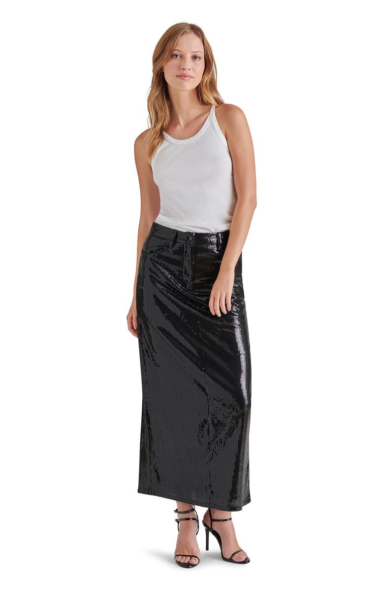 Steve Madden Reid Sequin Maxi Skirt, Alternate, color, Black