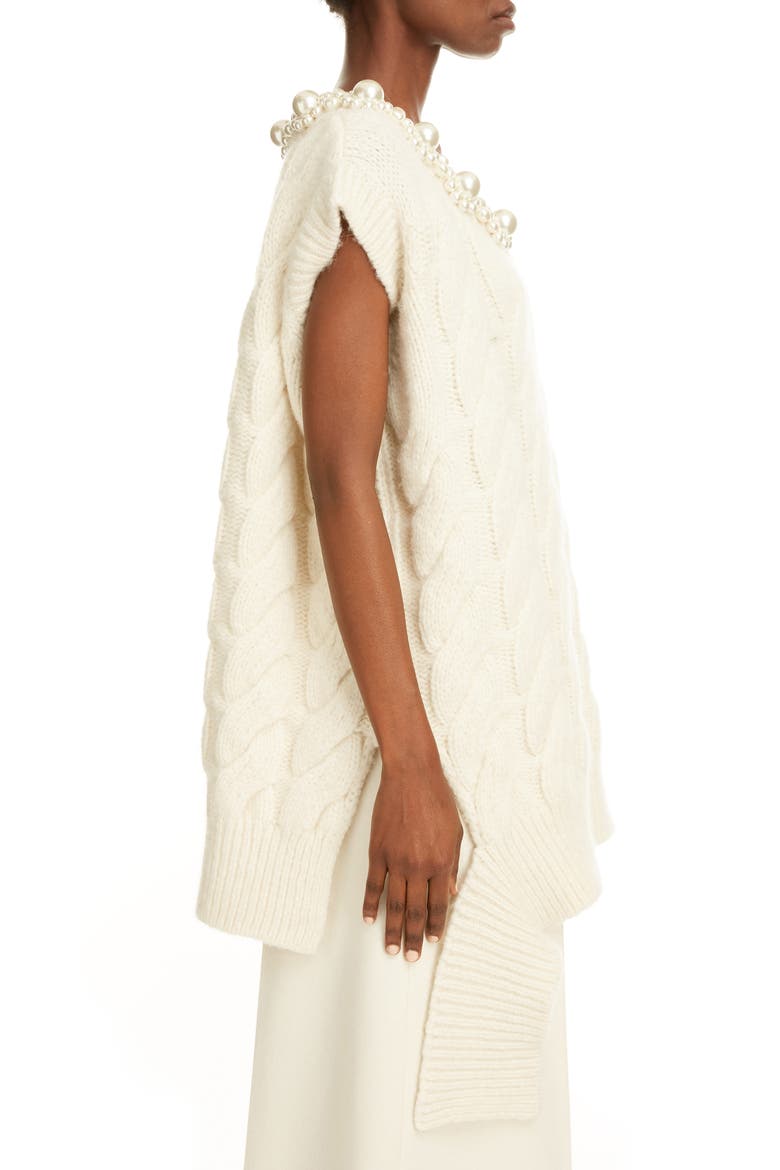Embellished Cable Sweater Vest, Alternate, color, CREAM/ PEARL