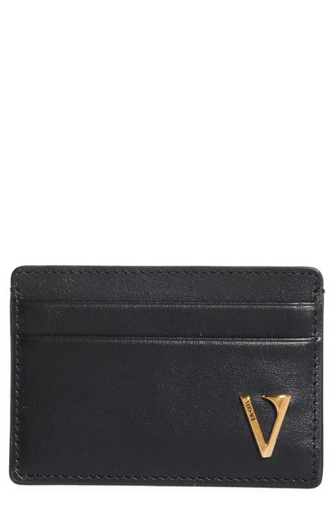 V-Emblem Leather Card Case