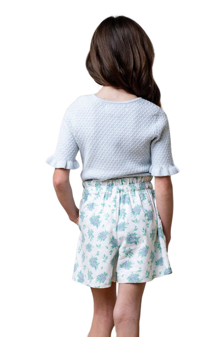 Girls' Pull-On Cinched Waist Linen Short, Kids, Alternate, color, Coastal Cottage Floral