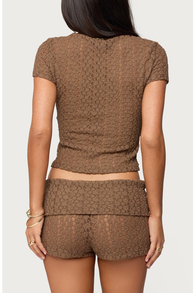Rye Stretch Lace T-Shirt, Alternate, color, BROWN