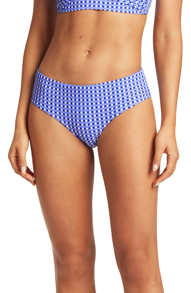 Sea Level Checkmate Mid Bikini Bottoms, Main, color,