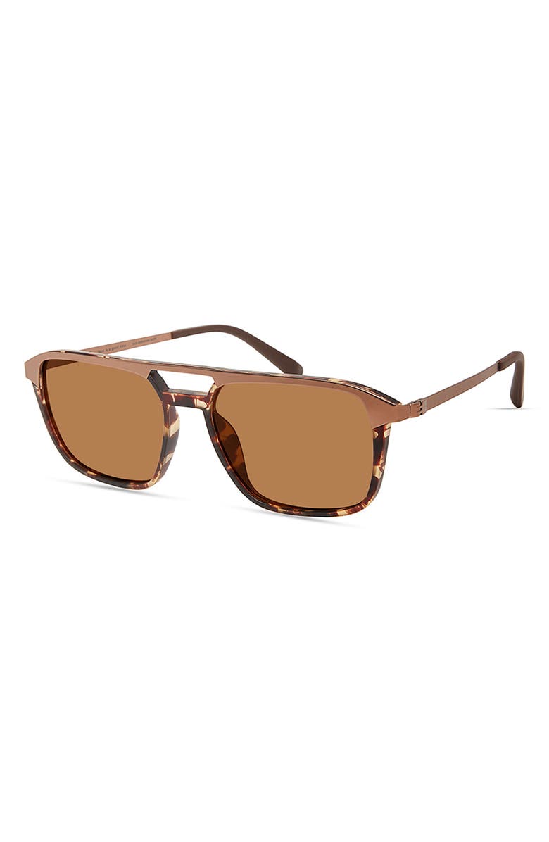Eco Atlas 54mm Polarized Aviator Sunglasses, Alternate, color, Dark Tortoise
