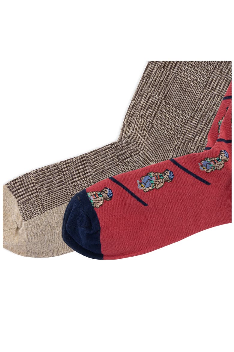 Assorted 2-Pack Polo Bear & Glen Plaid Socks, Alternate, color, RED