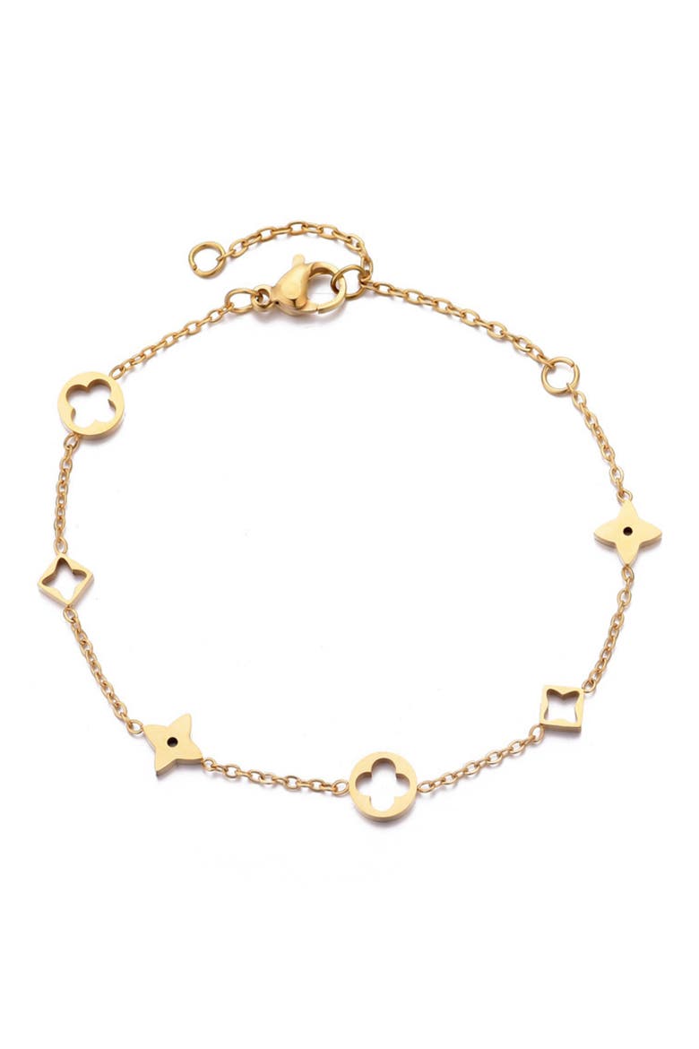 Clover Charm Station Bracelet, Main, color, GOLD