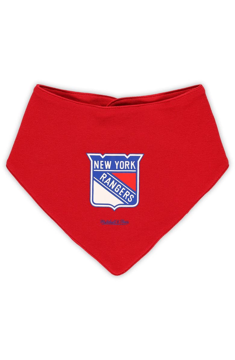 Mitchell & Ness Infant Mitchell & Ness Red/Blue New York Rangers Big Score 3-Pack Bodysuit, Bib and Bootie Set, Alternate, color, Red