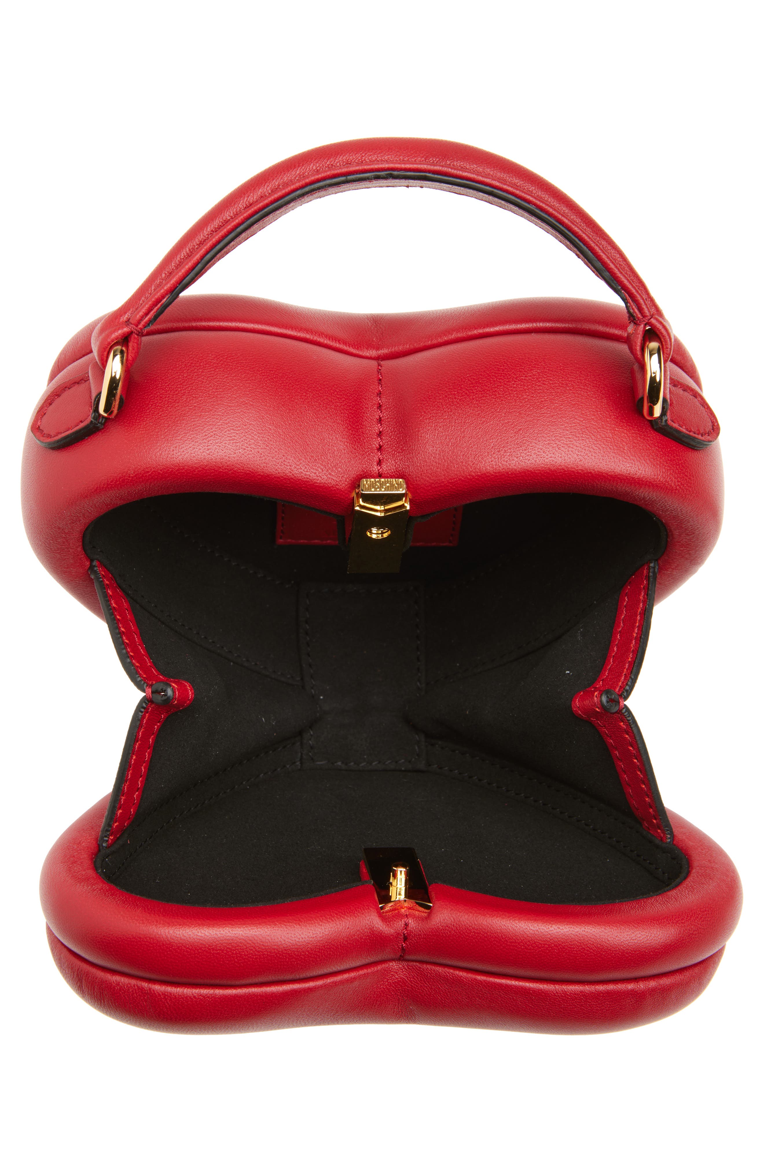 Moschino Love Me Leather Crossbody Bag, Alternate, color, Red