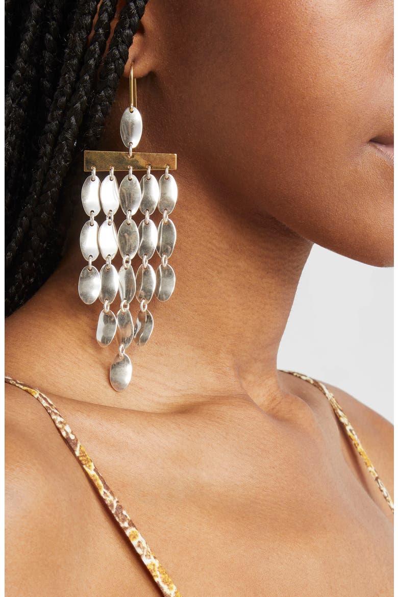 Fringe Drop Earrings, Alternate, color, SILVER/ DORE