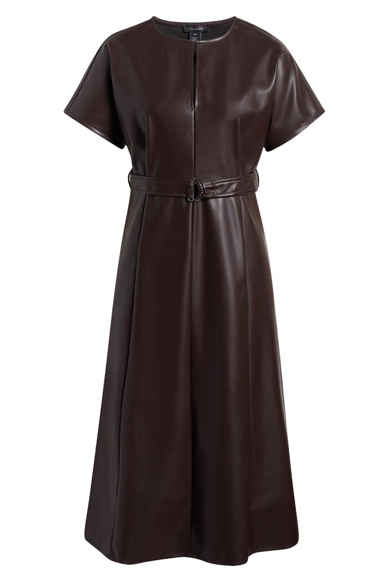 Faux Leather Midi Dress, Alternate, color, COFFEE BEIGE