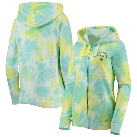 Women's New Era White New York Yankees Tie-Dye Full-Zip Hoodie