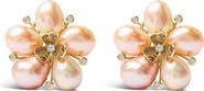 Haus of Brilliance 18K Rose Gold 3/8 Cttw Diamond and Freshwater Pearl Blossom Stud Earrings