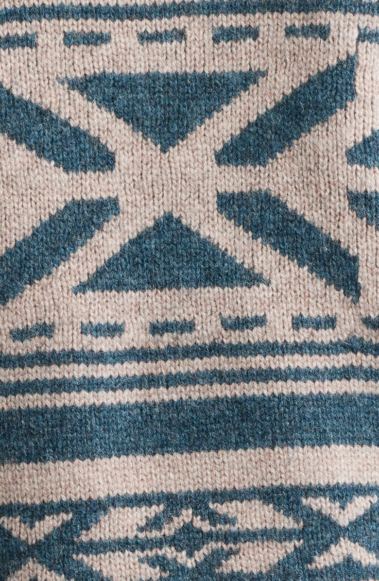 Pendleton Graphic Wool Zip Cardigan, Alternate, color, Teal Heather