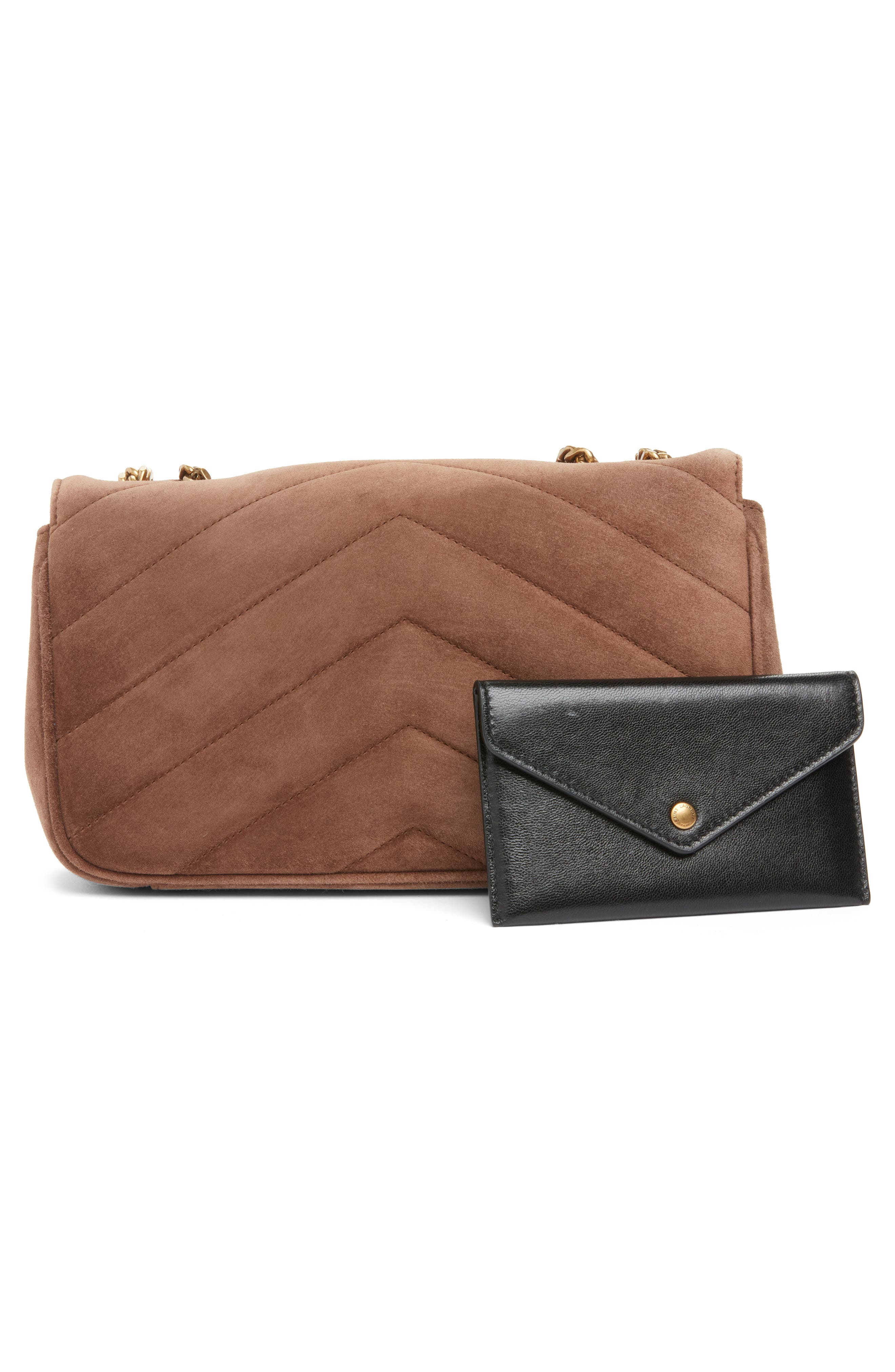 Saint Laurent Small Loulou Chain Leather Shoulder Bag, Alternate, color, Brown Coffee