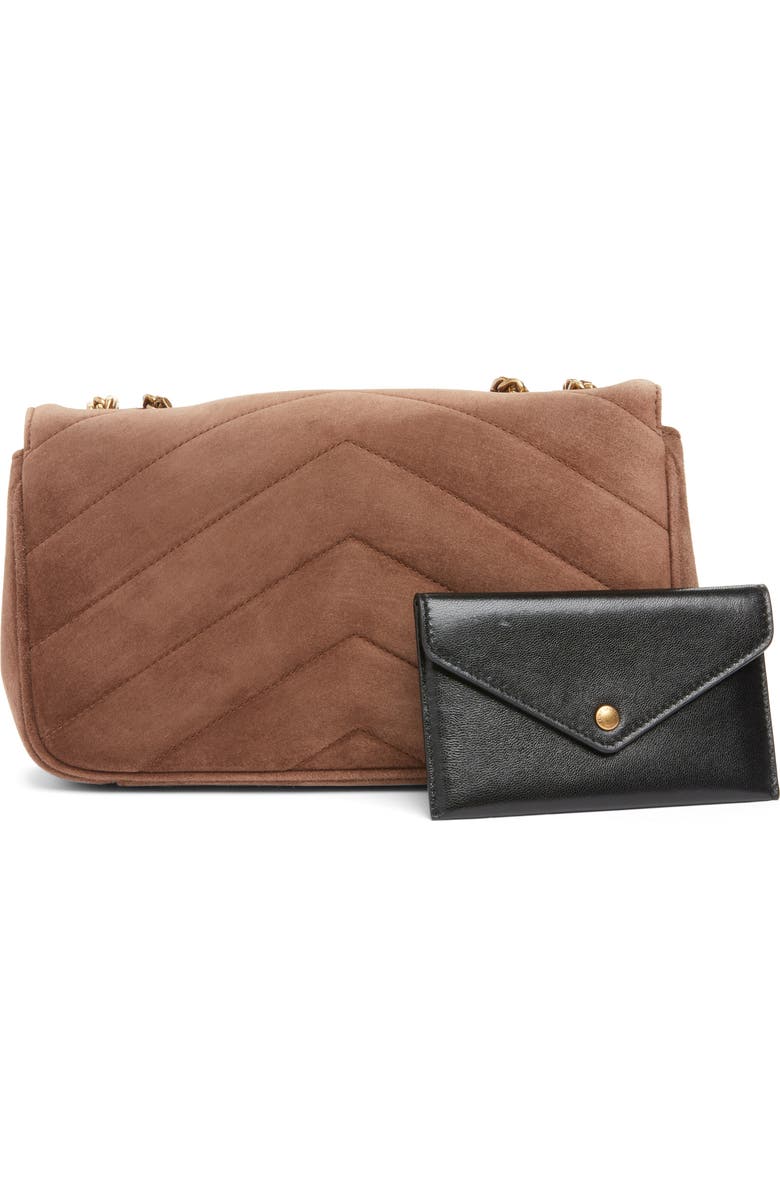 Saint Laurent Small Loulou Chain Leather Shoulder Bag, Alternate, color, Brown Coffee