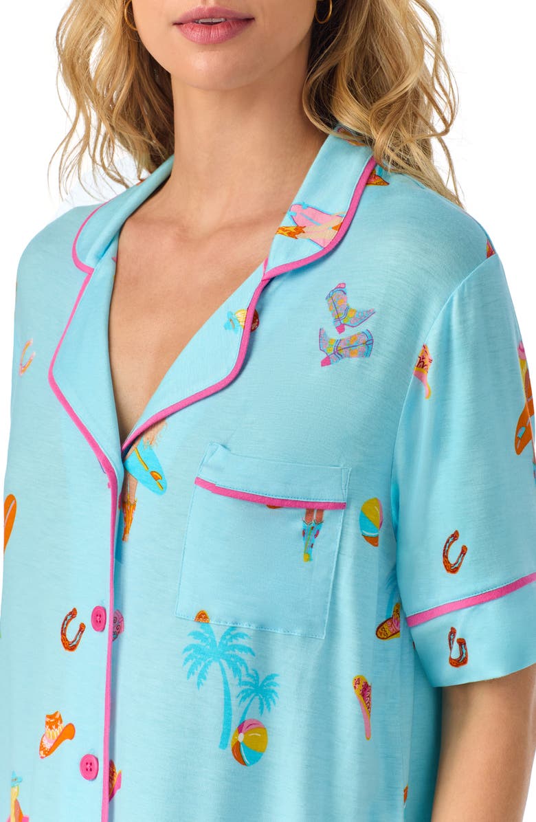 Room Service Pjs Print Long Pajamas, Alternate, color, Aqua Print