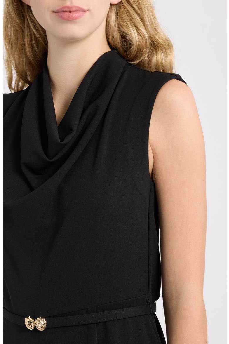 Cowl Neck Belted Jumpsuit, Alternate, color, ANNE BLACK