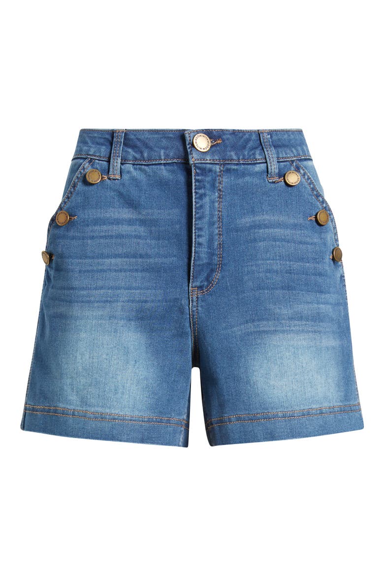 Skyrise Denim Sailor Shorts, Alternate, color, MID BLUE