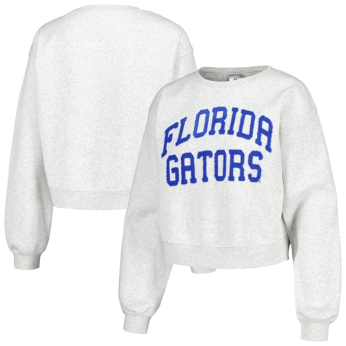 Zoozatz Oatmeal Florida Gators Core Chenille Cropped Pullover Sweatshirt