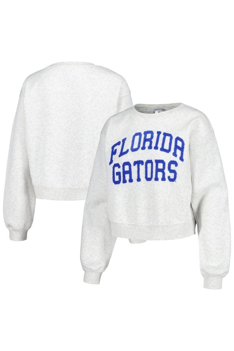 Women's ZooZatz Oatmeal Florida Gators Core Chenille Cropped Pullover Sweatshirt, Main, color, Oatmeal