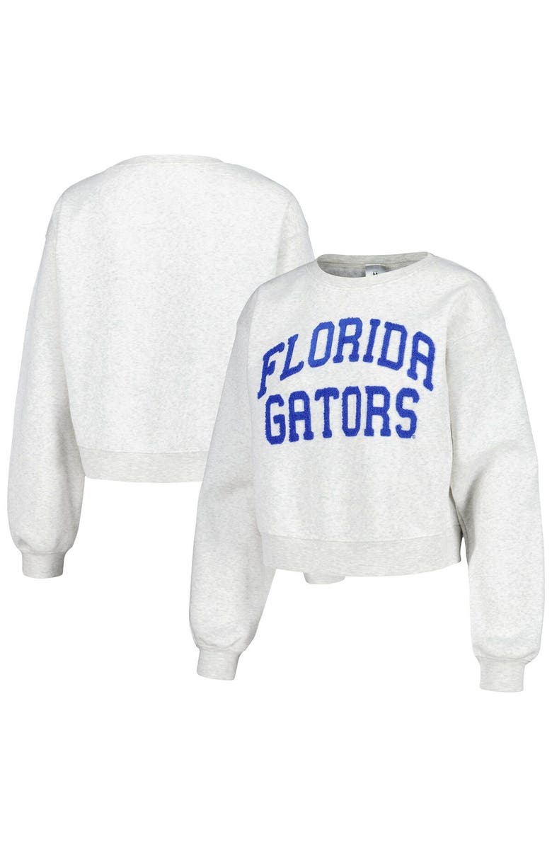 ZOOZATZ Women's ZooZatz Oatmeal Florida Gators Core Chenille Cropped Pullover Sweatshirt, Main, color, Oatmeal