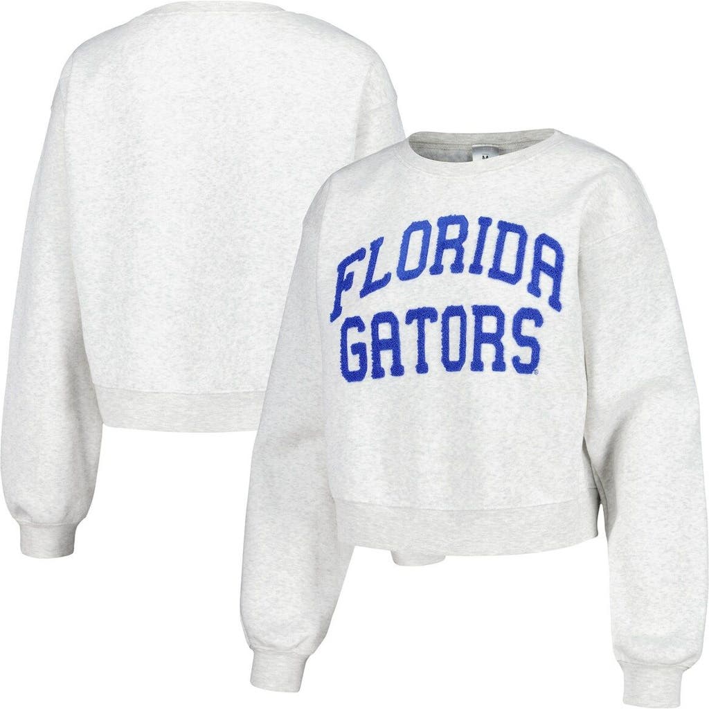 Zoozatz Oatmeal Florida Gators Core Chenille Cropped Pullover Sweatshirt