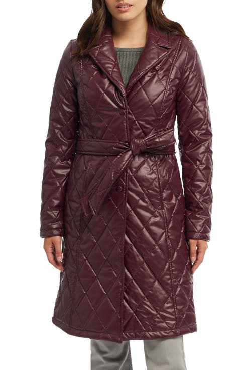 Quilted Faux Leather Trench Coat